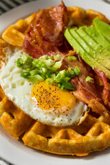 Homemade Savory Waffles with Bacon