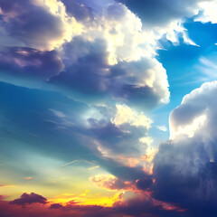 A Surreal 3D Rendering of Clouds with Cut-Outs and Ozone Effects. Generative AI.