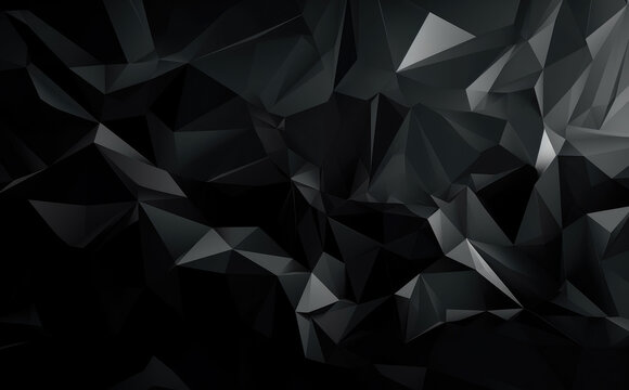 Polygonal abstract black background, triangle abstract background, modern geometrics. Generative Ai. © Saulo Collado
