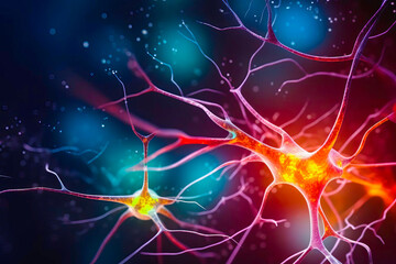 An image of neurons involved in touch and pressure perception, such as those in the somatosensory cortex. Generative Ai. Generative AI