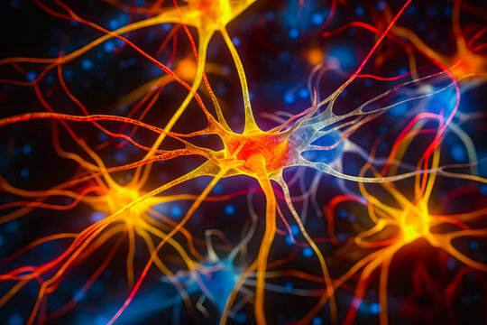 An image of neurons involved in the regulation of body temperature, such as those in the hypothalamus. Generative Ai. Generative AI