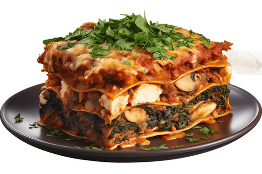 Lasagna ,isolated on transparent background,
