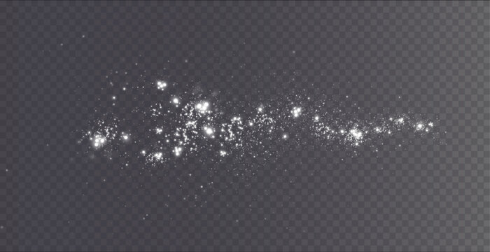 Christmas background. Powder PNG. Magic bokeh shines with white dust. Small realistic glare on a transparent Png background. Design element for cards, invitations, backgrounds, screensavers.