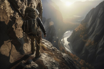 a rock climber ascending a cliff. generative AI