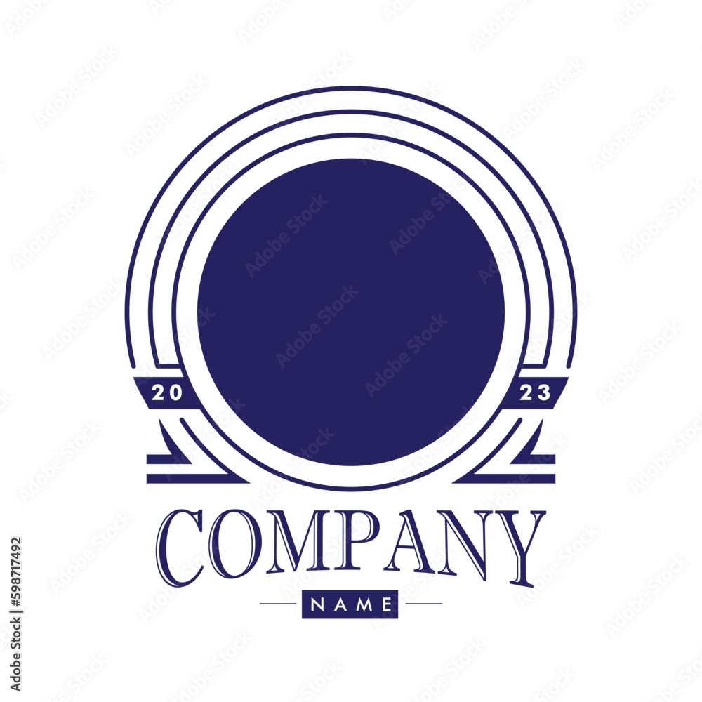 Poster frame with an empty circle to place the logo. example of a label layout. original design for your lo