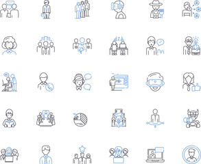Business hours line icons collection. Schedule, Availability, Operation, Timetable, Opening, Closing, Worktime vector and linear illustration. Period,Service,Availability outline signs Generative AI