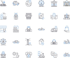 Fototapeta premium Capital line icons collection. Investment, Business, My, Finance, Wealth, Profit, Growth vector and linear illustration. Opportunity,City,Banking outline signs set Generative AI