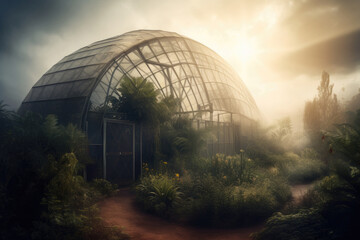 Obraz premium Plants in greenhouse. Growing organic products in modern greenhouse. Created with Generative AI