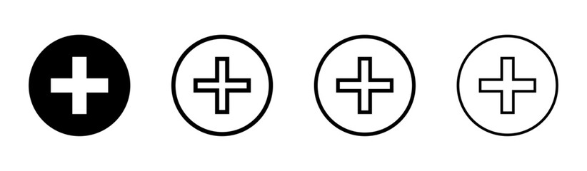 Add, new, plus vector icons set