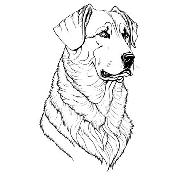 Hand drawn vector illustration Anatolian Shepherd. Sketch style dog. Animal portrait.