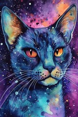Beautiful cat painting graphic design,generative ai