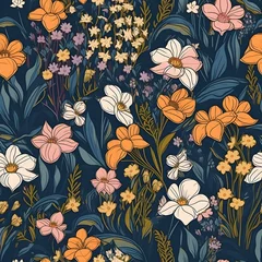 Badezimmer Foto Rückwand Seamless Beautiful Floral Texture Flower Generative AI © ST 3Design