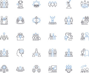 Association line icons collection. Unity, Alliance, Coalition, Partnership, Community, Collaboration, Grouping vector and linear illustration. Club,Syndicate,Society outline signs set Generative AI
