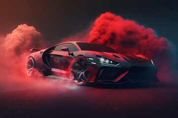 Red black moderne sport car wallpaper Ai Generative	