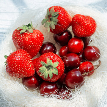 Dessert of sweet red ripe berries