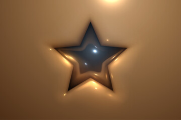 Black star shape on golden background