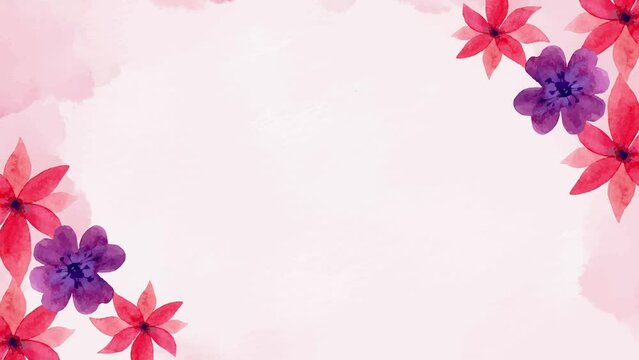 Watercolor floral wedding overlay background  animation video. Valentine's Day, Mother's Day, Weddings, and Women's Day background loop video animation