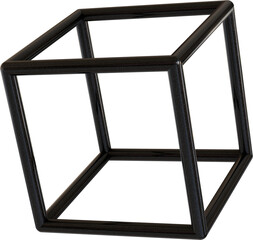 3d rendering. Abstract geometric shapes illustration. Modern minimal black glossy objects isolated on transparent background