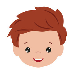 Cute boy face vector cartoon illustration