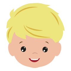 Cute boy face vector cartoon illustration