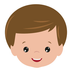 Cute boy face vector cartoon illustration
