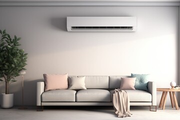 Mockup air conditioning in the wall, generative ai. Air split, air conditioner individual, mockup.
