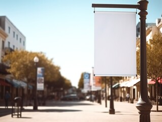 Mockup blank white street banner on cities. London, Amsterdam, Paris, Berlim Generative ai.
