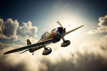 Fototapeta premium an illustration, war plane in the sky, generative ai