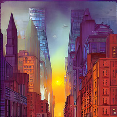 The Enigmatic City. A Digital Artwork of Urban Mystique. Generative AI.