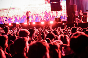  crowd partying stage lights live concert summer music festival