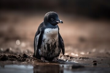 Fototapeta premium illustration, cute little penguin, ai generative.