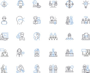 White-collar work line icons collection. Professional, Corporate, Managerial, Administrative, Executive, Business, Deskbound vector and linear illustration. Generative AI