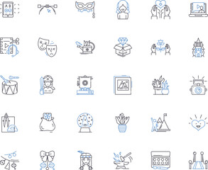 Technique line icons collection. Precision, Skill, Mastery, Efficiency, Innovation, Adaptability, Creativity vector and linear illustration. Experimentation,Refinement,Perfection outline Generative AI