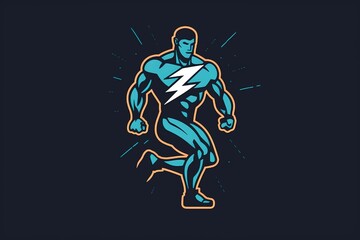 Fototapeta na wymiar Athletic body and lightning logo. Generative AI.