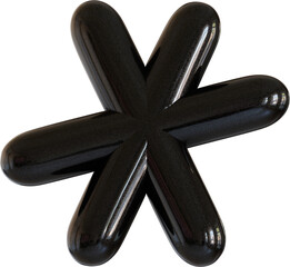 3d rendering. Abstract geometric shapes illustration. Modern minimal black glossy objects isolated on transparent background