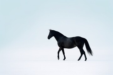 Obraz na płótnie Canvas Minimalist picture of a black horse. Generative AI.