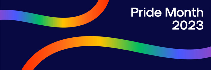 Obraz premium Pride Month Banner. Vector Design Concept for LGBTQ Pride Month Web Banner with Rainbow Pride Flag Gradient Illustration. 