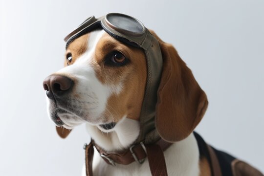 A beagle as a pilot. Generative AI.