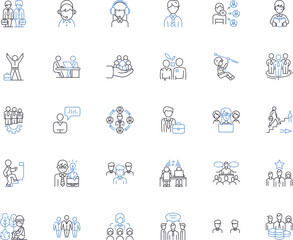 Relaxed personalities line icons collection. Calm, Easygoing, Serene, Tranquil, Laid-back, Unhurried, Peaceful vector and linear illustration. Gentle,Comfortable,Casual outline signs set Generative AI