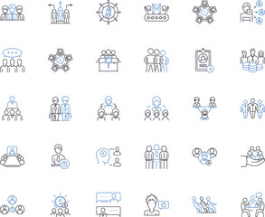 Regulating employees line icons collection. Accountability, Productivity, Compliance, Policies, Management, Monitoring, Guidelines vector and linear illustration. Generative AI