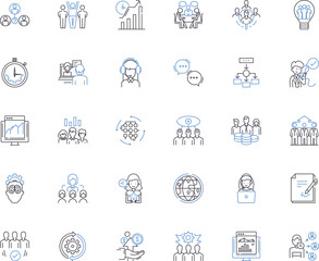 Organizational direction line icons collection. Goals, Vision, Strategy, Mission, Leadership, Objectives, Purpose vector and linear illustration. Planning,Alignment,Focus outline signs Generative AI
