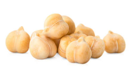 chickpea heap on white isolated background, front view