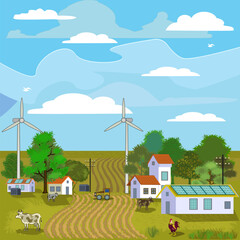 Windturbinensymbol. Flaches Design. Windm&uuml;hle-Silhouette. Einfaches Symbol. Modernes, flaches Symbol in stilvollen Farben. Website-Seite und Design-Element f&uuml;r mobile App.