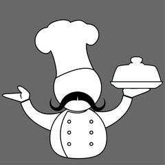 Männliche Kochen Silhouette in Chef-Hut-Logo. Vintage-Emblem für Paket- und Menüdesign oder Etikettendekoration. Vektorgrafik