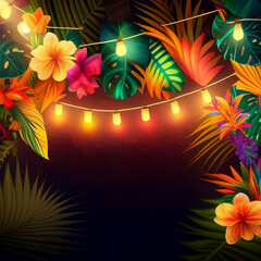 Tropical party Hawaiian luau, Havana nights, fiesta or backyard summer party graphic - obrazy, fototapety, plakaty