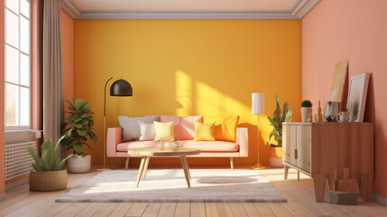 Fototapeta na wymiar Illustration of the living room interior. Generative Ai