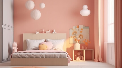 Illustration of the bedroom interior. Generative Ai