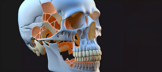Human skull with teeth. human anatomy. Generative AI - obrazy, fototapety, plakaty