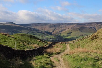 Looking towards Edale, Peak District, Derbyshire, with Grindslow Knoll behind.