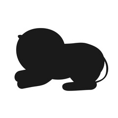 black lion silhouette concept with beautiful mane and tail on white background isolated vector illustration EPS